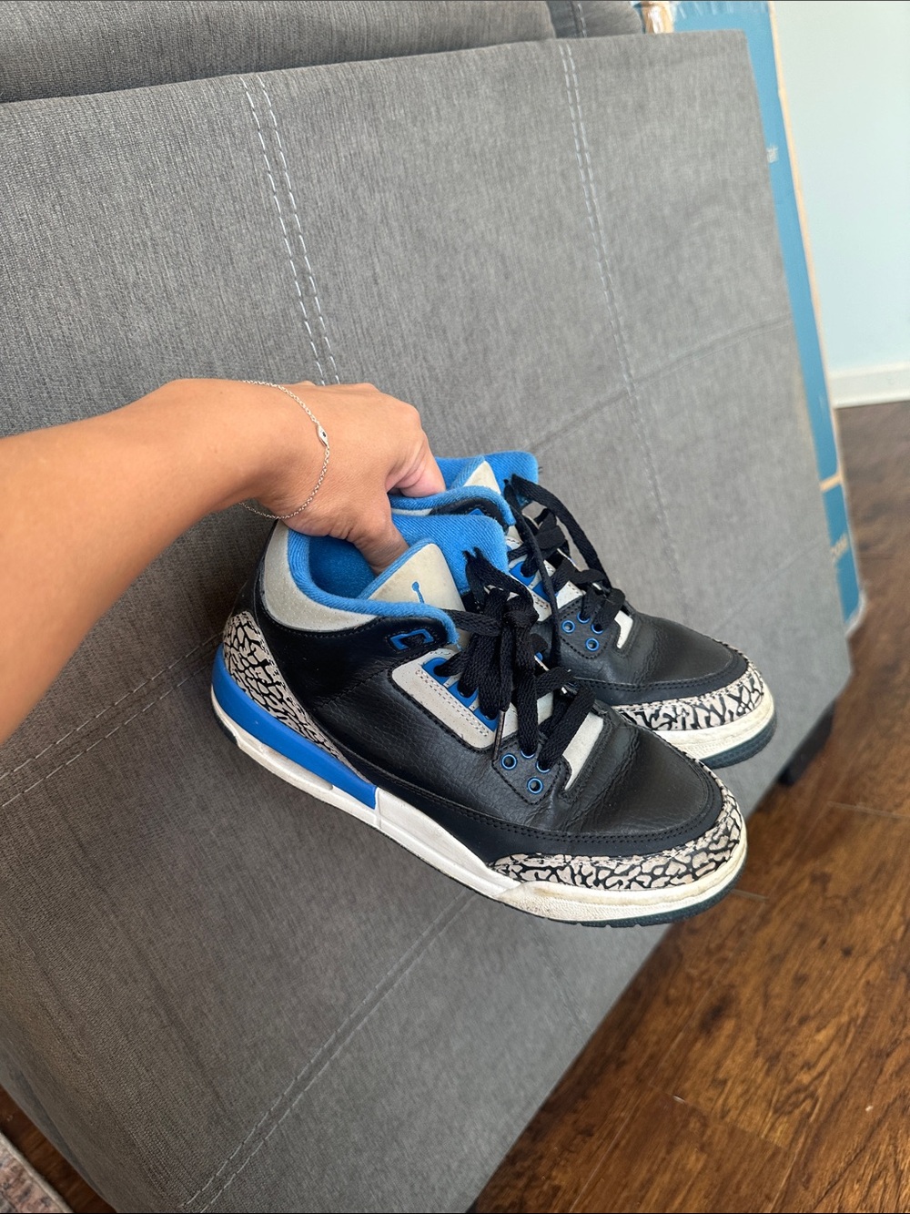 Jordan Kids Black and Blue Retro Elephant Print Sneakers